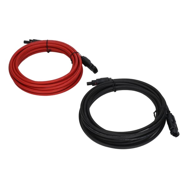 2 stk. solcelleforlængerkabel 10AWG 6mm² solcelleforlængerkabel nominel spænding 1000V DC rød sort 5m / 16.4ft
