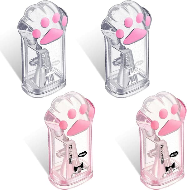 4 søde kattepote-blyantspidsere Kawaii manuelle blyantspidsere til børn