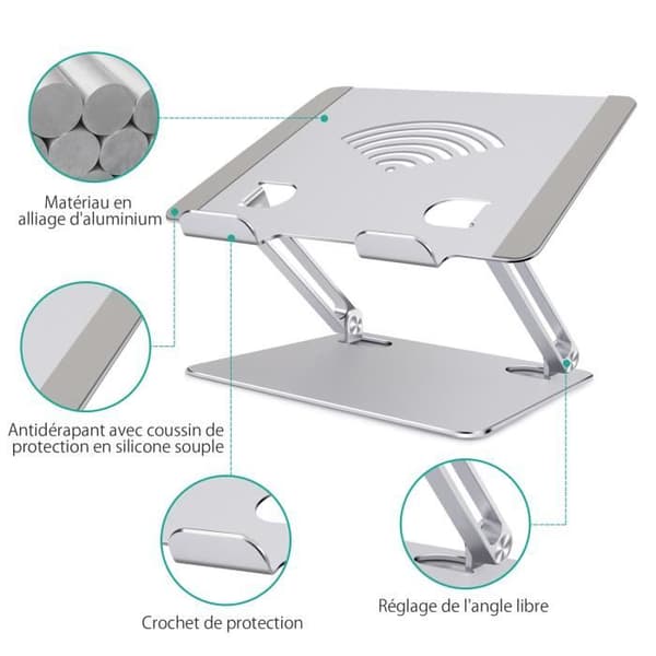 Laptopstativ - Justerbart - Ventileret - Aluminium