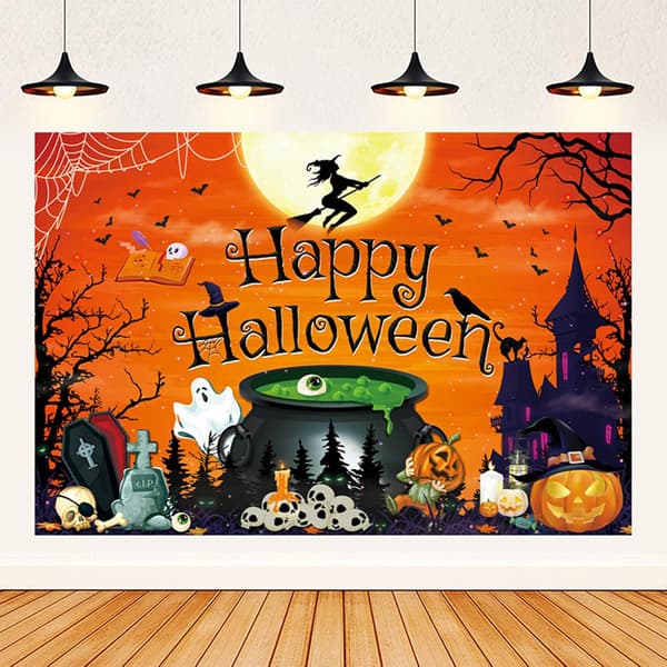 1 pc Halloween Banner, Happy Halloween Banner, Pumpkin Decorated B