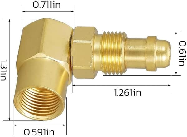 90 graders argonanslutning CGA-mutter 032/NIP-032 kropp, mässing höger svetsarmbåge, solid vinkel för svetsning