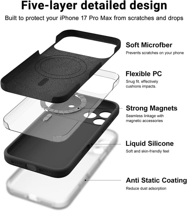 Slankt Magsafe-kompatibelt cover til iPhone 17 Pro Max - Stødsikkert Sort[JUN] iPhone 17 Pro Max sort noir iPhone 17 Pro Max