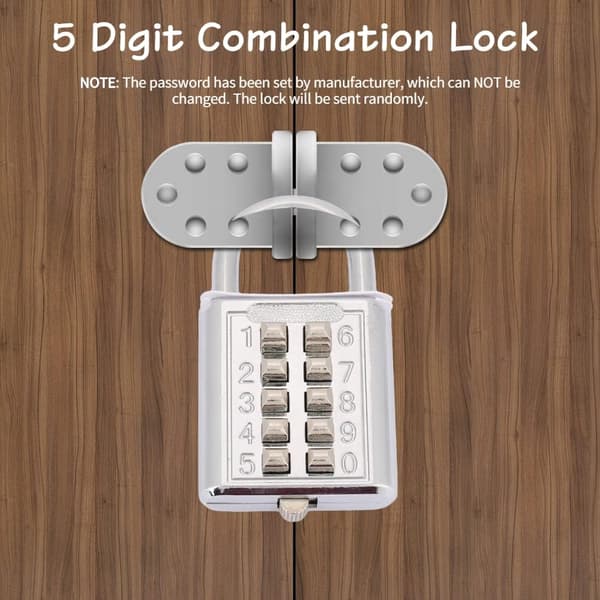 Combination Lock, 10-Key Keypad and 5-Digit Combination Padlock,