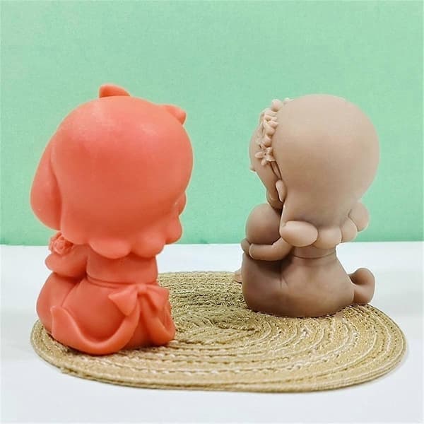 2 ST 3D Rose Hjerteformet Pige Lys Silikoneform DIY Rose Pige Håndlavet Duftlys Gips Res