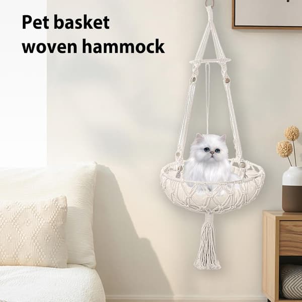 Spets kattbädd, katthängmatta, kattsving handvävd hängande kattbädd husdjurssäng