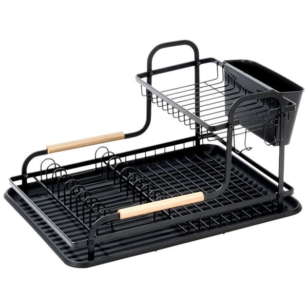 Oppvaskstativ svart 2-plan 48,5x32x23,5 cm