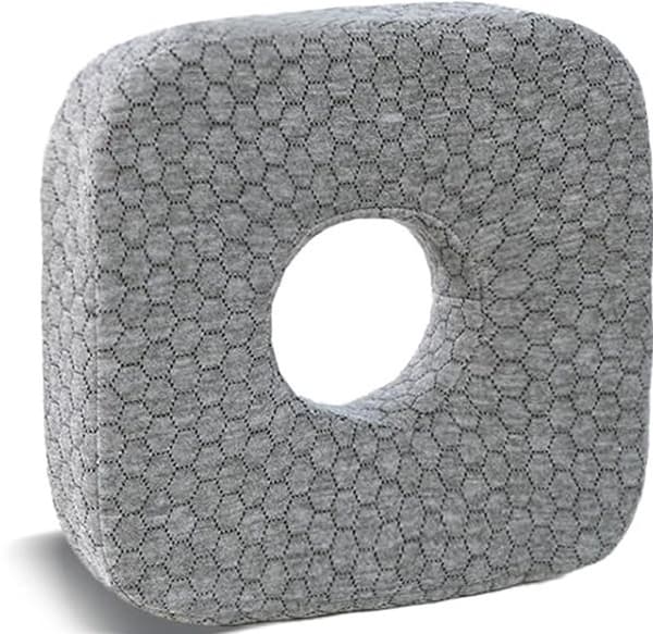 Ear Piercing Pillow with Ear Hole Orthopedic Support Pillow for Side Sleepers Comfortable with Earplugs Grey