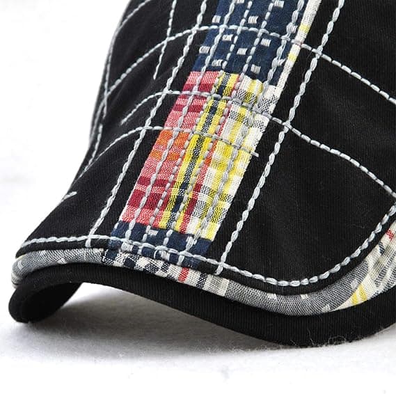 Herrer beret hatt bomullsspenne justerbar avisgutt hatt lue svart (hvit)