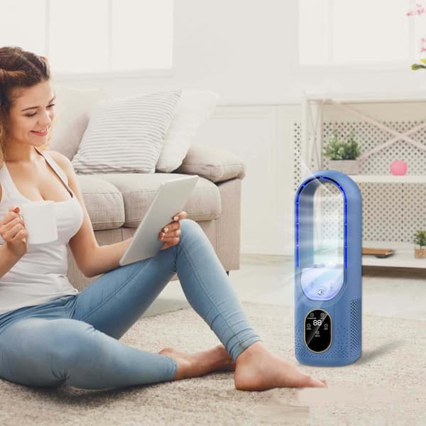 Bærbar Aircondition Ventilator, Fordampende Luftkøler, USB Aircondition Ventilator, Mini Aircondition Køler (Blå)
