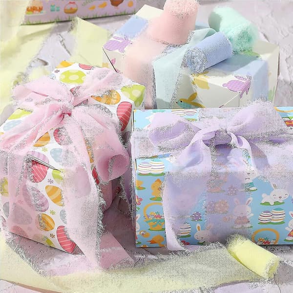 Håndlavede frynsede chiffon-silkebånd til bryllupsinvitationer, brudebuketter, julepynt