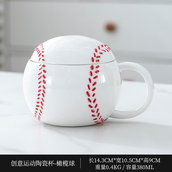 Sfärisk keramisk kaffekopp, tekopp, melk- og havregrynsmugg, baseball baseball