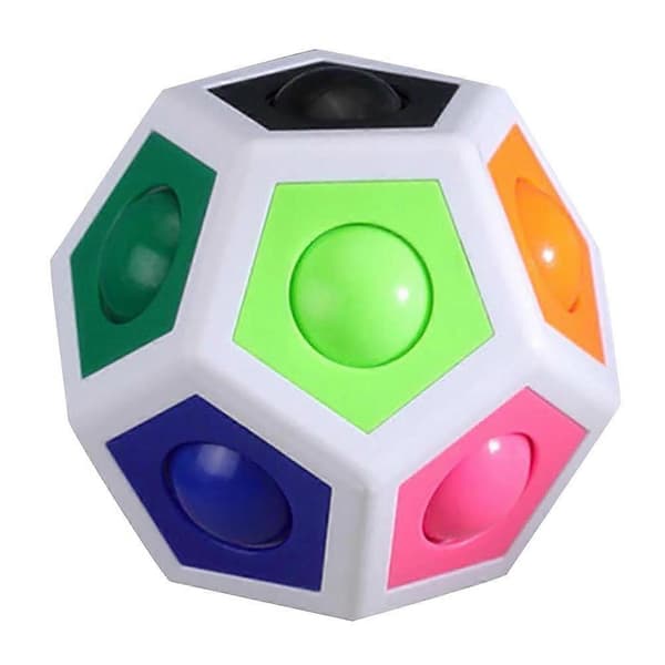 Hexagon Magisk Regnbuebold Med 12 Huller Til Børn Finger Polyeder Puslespilsbold Dekompression Pædagogisk Legetøj
