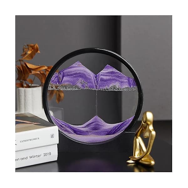 Rörlig Konst Bild Rund Timglas 3D Berg Motiv Display Flödande