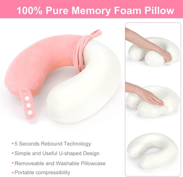 (Rosa) Rejsetaske Nakkepude, Bedste Memory Foam Flypude til H
