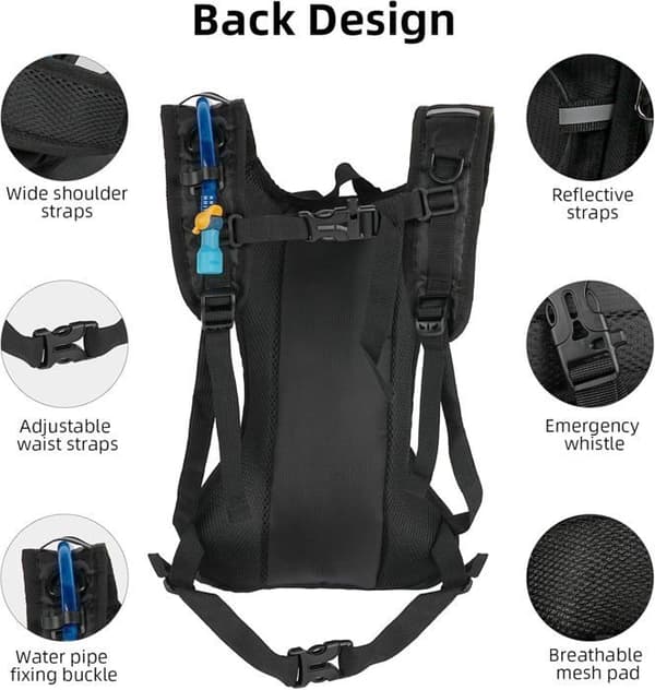 2L Hydration Backpack, Lightweight Hydration Pack for Hiking/Cycling/Running - High-Flow Water Bladder + Bite Valve - Backpack