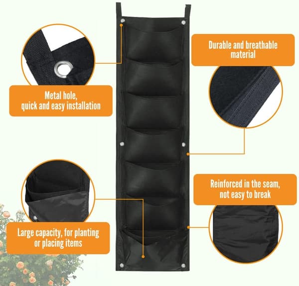 1 pc vertical planter bag 7 pockets wall planter, for plants and fl