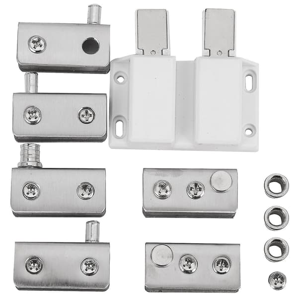 Rustfrit stål glasdør drejehængsel dobbelthovedet magnetisk låsesæt til 5-8 mm glasdør