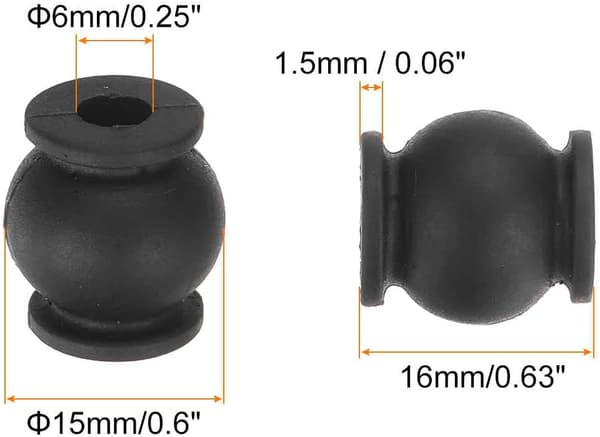 Anti-Vibrasjons Støtdempende Gummi Baller, Svart