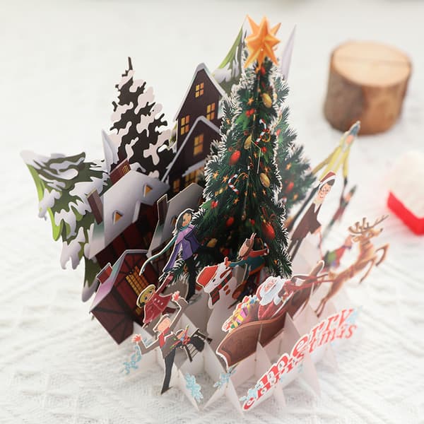(Konvolutt tilfeldig mønster) 3D Julehilsenskort God Jul