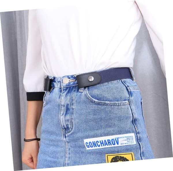 Unisex læder stretch usynligt bælte til jeans og kjoler, behageligt skridsikkert elastisk taljebælte