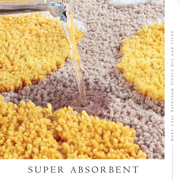 Blød mikrofiber skridsikker bademåtte til badeværelse - 19,5 \" x 24,5 \" - Maskinvaskbar - Gul