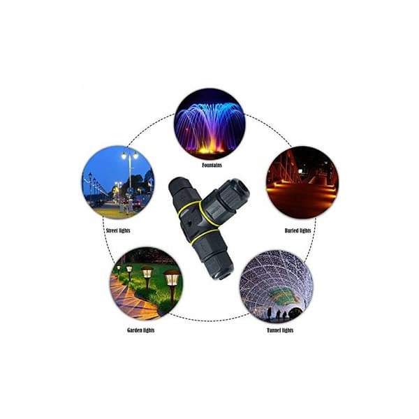 Waterproof Connector T-shape/ 2 pcs IP68 Waterproof Cable Connector