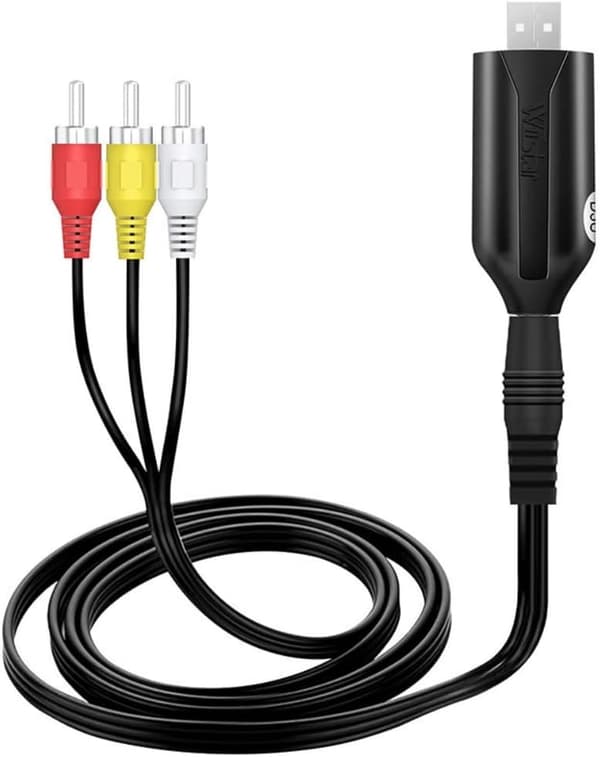 USB2.0 Videoopptakskabel, RCA til USB Capture Audio Video Grabber VHS DVD AV til Digital Converter