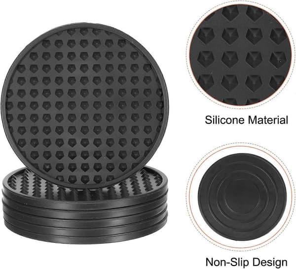 6 Pcs Silicone Coasters Non-Slip Heat Resistant Cup Coasters for Hot or Cold Drinks Table Desk Kitchen Office Bar