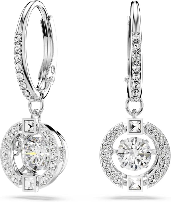 Swarovski Sparkling Dance øreringe, runde, hvide, rhodiumbelagte