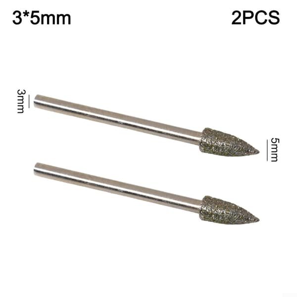 Sæt med 2 smaragdslibebits og stenskaft jade galvanisering bor til marmor til udskæring polering med 3 mm egnet gravering glas (2 STK 2 stk) 2pcs 3x5