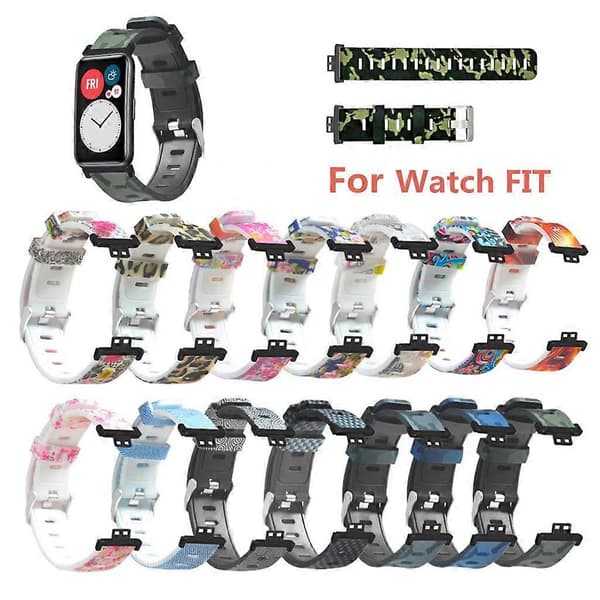 Printed Rubber Watch Strap, Breathable Wristband for Huawei Watch Fit
