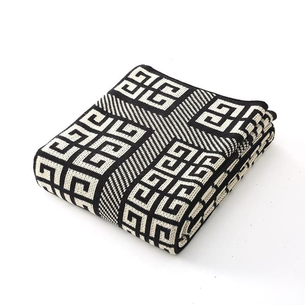 1 pc 125x180cm Knitted Blanket Black and White Plaid Soft Comfortable