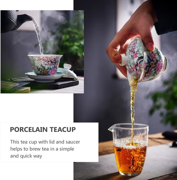 Ceramic Teapot Teacup Retro Mug Shape with Lid and Saucer Heat Resistance Quick Brewing Design