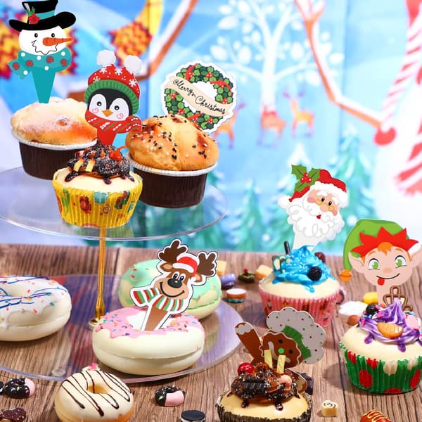 96 stykker julecupcake-dekorationer