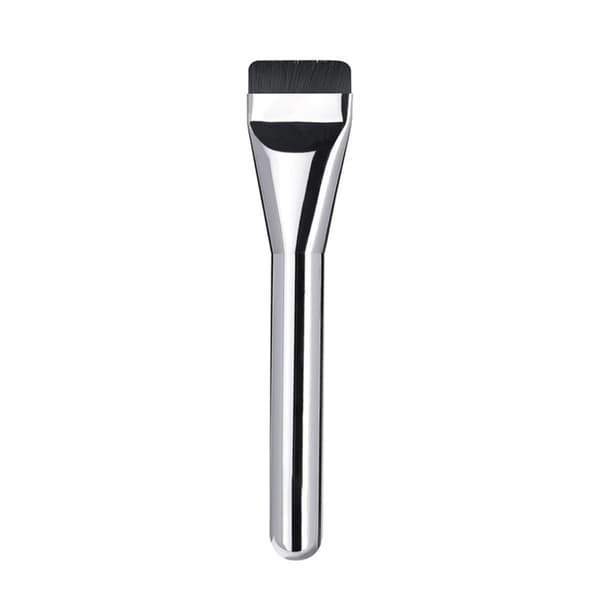Ultra-Thin Flat Foundation Brush Set 2 pcs compatible with powder lid Silver synthetic bristle makeup tool