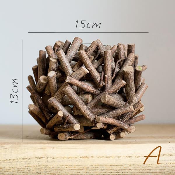 Håndlaget trelysestake vindlampe lykt dekorasjon stokk bjørkebark