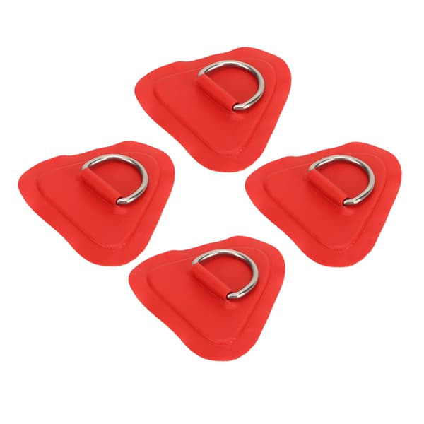 4 stk D-ring patch rustfrit stål D-ring pude til oppustelig båd, surfbræt, jolle, paddleboard, rød