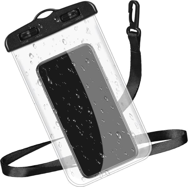 Vandtæt Smartphone Etui, IPX8 Universal Telefonpose med Snor, Passer op til 6 Tommer, Sort
