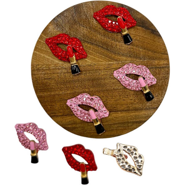 10 STK Røde Læber Rhinestone Pynt 10 STK Røde
