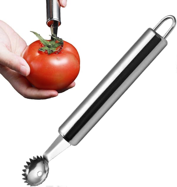 Tomatstilkfjerner | Rustfrit stål Jordbærstilkfjerner Serreret Design Jordbærskræller Stilk og Fjerner