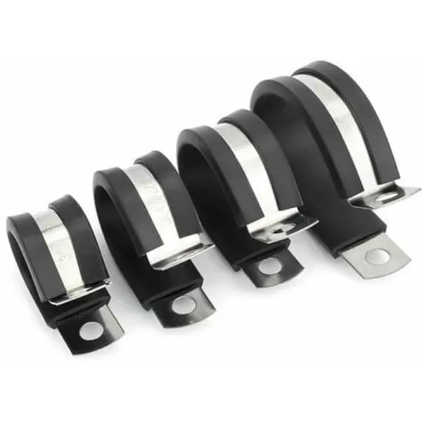 (pow yeah!) TS-Pipe Clamp P-clips with Rubber Insert Choice: Ø 50mm / Band 15mm, 4 Pieces