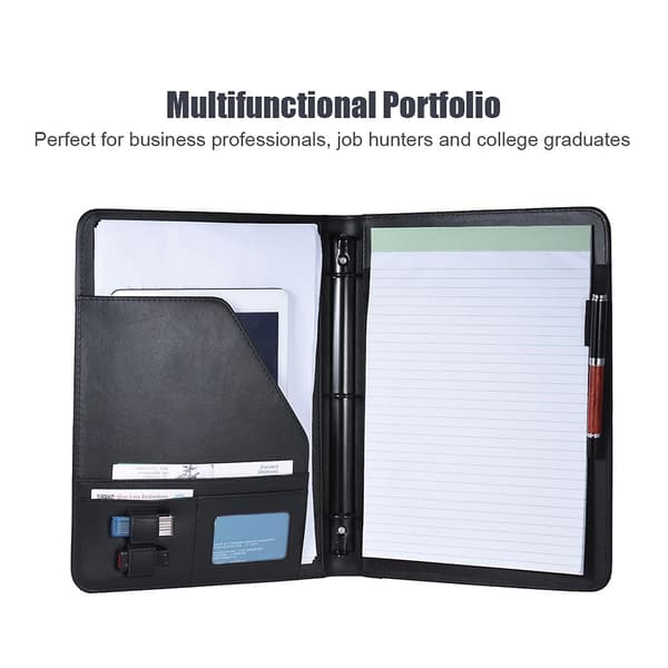 Professionel Forretningsportefølje Padfolio Mappe Dokumentmappe Organizer A4 PU Læder med Virksomhed