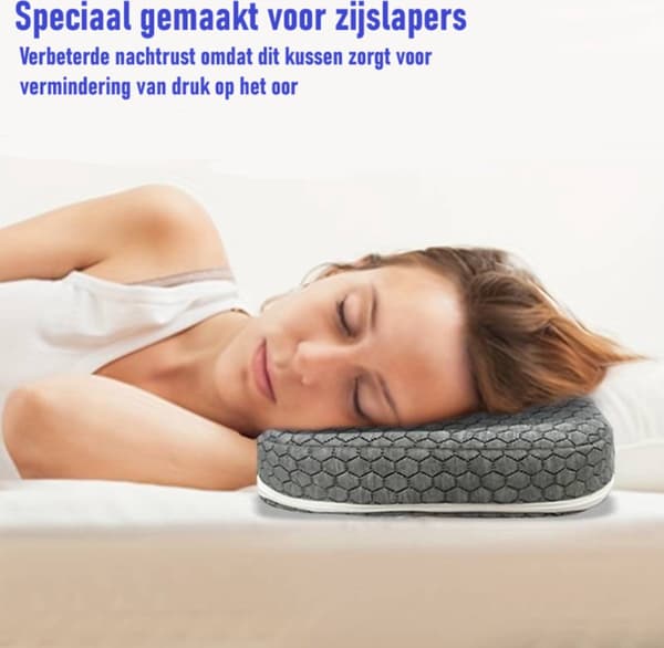 Ear Piercing Pillow with Ear Hole Orthopedic Support Pillow for Side Sleepers Comfortable with Earplugs Grey