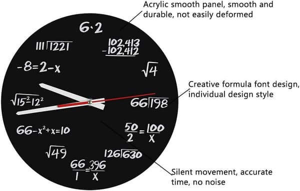 Wall Clock, Creative Math Wall Clock Unique Design Fun Math