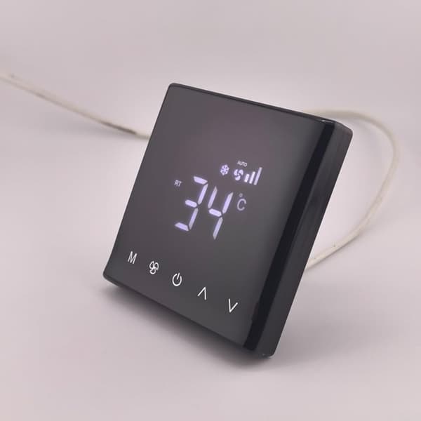 Smart Termostat Klimaanlæg Touchscreen Interface Timer Tre-trins Ventilator PC f LCD Central Controller Dobbeltsidet Isolering Programmerbar ABS Sort