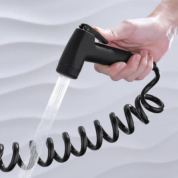 Svart håndholdt bidédusjpistol ABS dusjhode spray sett toalett