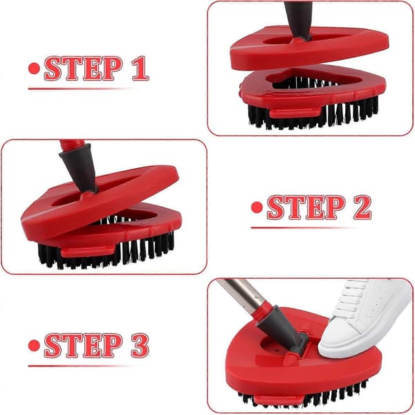 Replacement Brush Head for Vileda Turbo Spin Mop, PP Nylon Stiff Bristles, Bathroom Kitchen Garage Cleaning, Red
