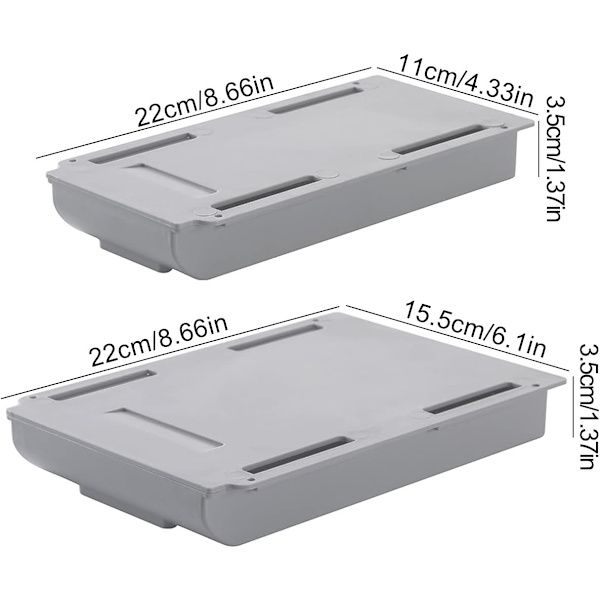 Under-table drawer, 4-pack self-adhesive organizing boxes with self-adhesive screws (2 sizes)