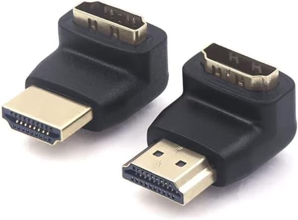 2-pack HDMI-adapter 90 grader och 270 grader rätvinklig hane till