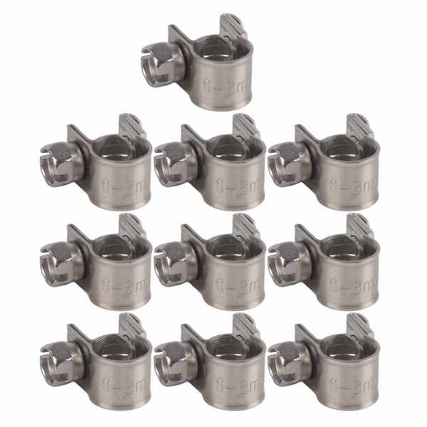 Mini slangeklemmer i rustfrit stål, sortiment af 10, 6 mm til 20 mm